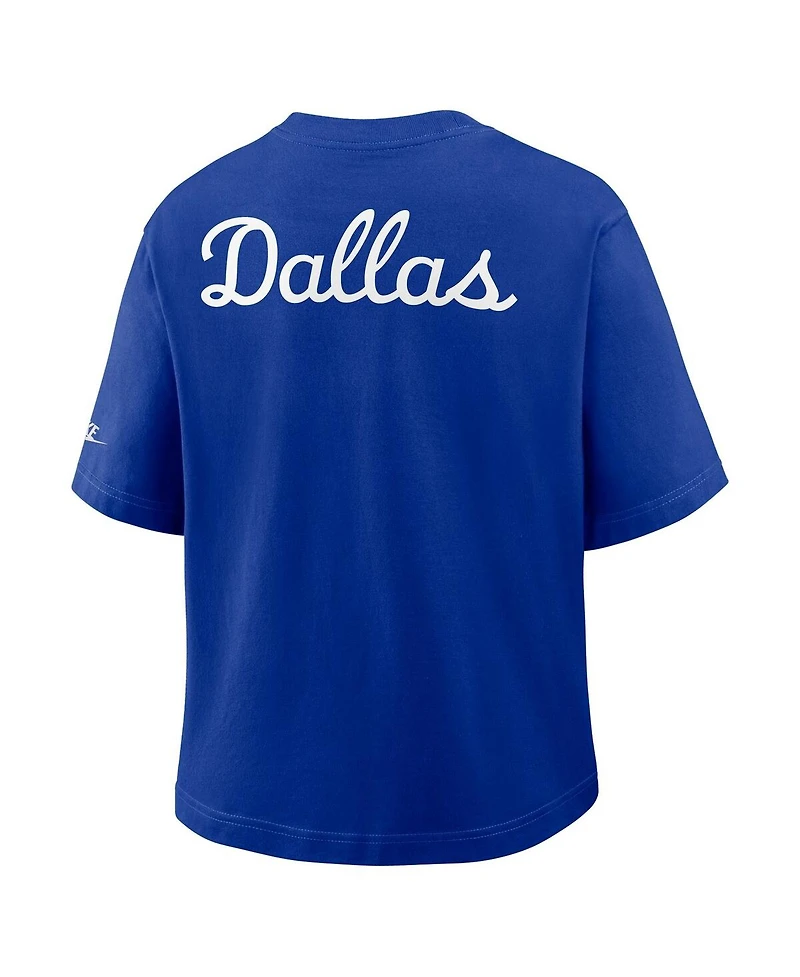 Nike Women's Navy Dallas Cowboys Rewind Pocket Boxy T-Shirt