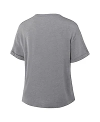 Fanatics Women's Heather Gray Green Bay Packers Swing Pass Tri-Blend Boxy T-Shirt
