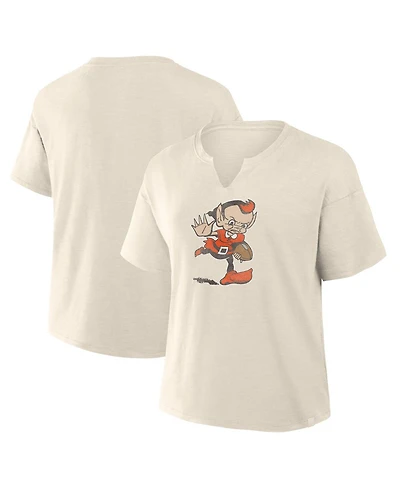 Fanatics Women's Cream Cleveland Browns Trick Play Slub Boxy T-Shirt