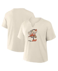 Fanatics Women's Cream Cleveland Browns Trick Play Slub Boxy T-Shirt