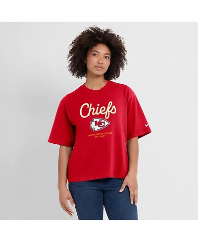 Nike Women's Red Kansas City Chiefs Essential Script Relaxed Boxy T-Shirt