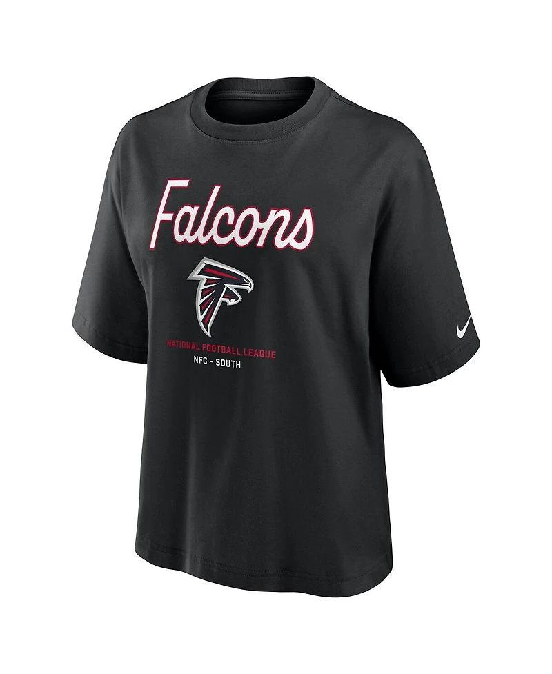 Nike Women's Black Atlanta Falcons Essential Script Relaxed Boxy T-Shirt