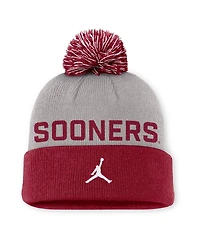 Jordan Men's Gray/Crimson Oklahoma Sooners Primetime Peak Cuffed Pom with Knit Hat