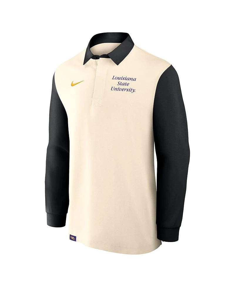 Nike Men's Tan/Black Lsu Tigers Rugby Long Sleeve Shirt