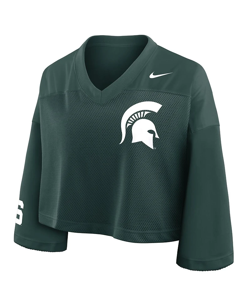 Nike Women's Green Michigan State Spartans Cropped Mesh Fashion Jersey