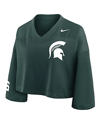 Nike Women's Green Michigan State Spartans Cropped Mesh Fashion Jersey