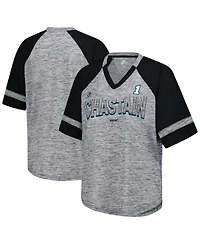 G-iii 4Her by Carl Banks Women's Heather Gray Ross Chastain Hall of Fame Oversized Raglan V-Neck T-Shirt