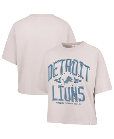 '47 Brand Women's Natural Detroit Lions Cropped Windthrow Ravine T-Shirt