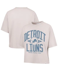 '47 Brand Women's Natural Detroit Lions Cropped Windthrow Ravine T-Shirt