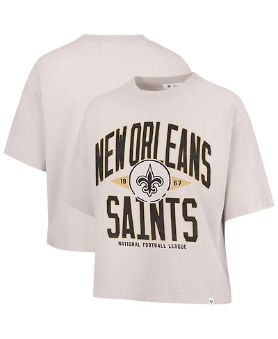'47 Brand Women's Natural New Orleans Saints Cropped Windthrow Ravine T-Shirt