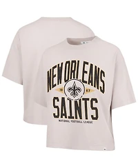 '47 Brand Women's Natural New Orleans Saints Cropped Windthrow Ravine T-Shirt