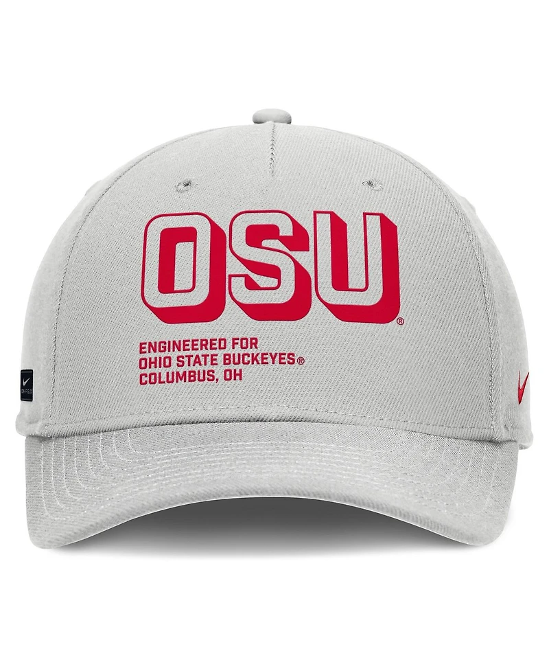 Nike Men's Gray Ohio State Buckeyes 2025 Sideline Dust Pinched Rise Adjustable Hat