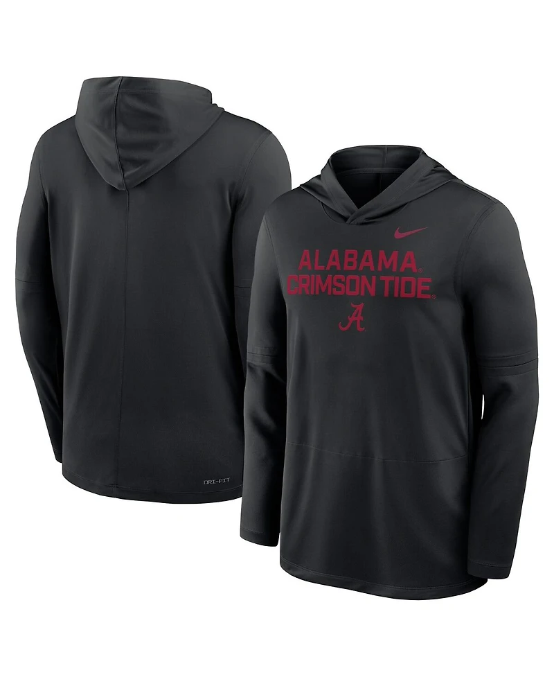 Nike Men's Black Alabama Crimson Tide 2025 Sideline Performance Long Sleeve Hoodie T-Shirt