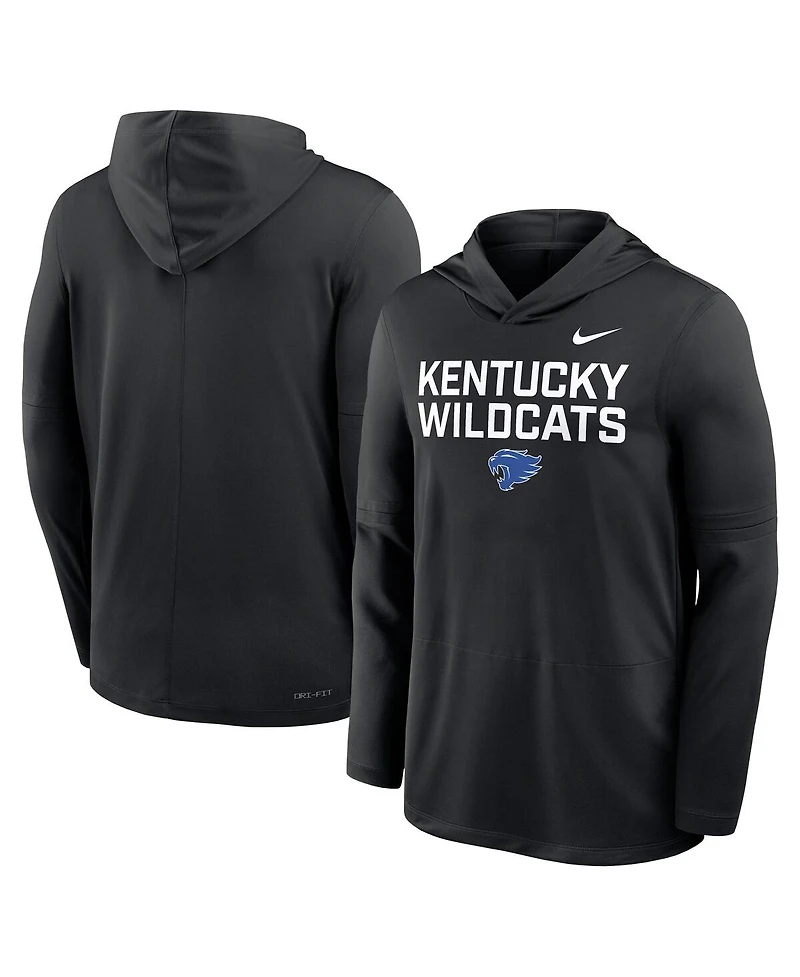 Nike Men's Black Kentucky Wildcats 2025 Sideline Performance Long Sleeve Hoodie T-Shirt