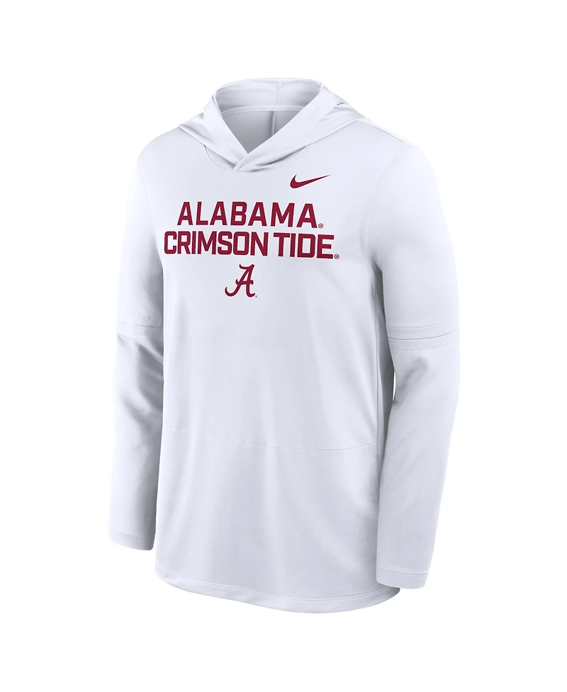 Nike Men's White Alabama Crimson Tide 2025 Sideline Performance Long Sleeve Hoodie T-Shirt