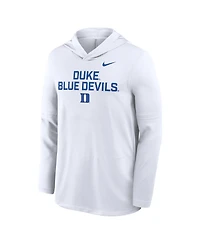 Nike Men's White Duke Blue Devils 2025 Sideline Performance Long Sleeve Hoodie T-Shirt