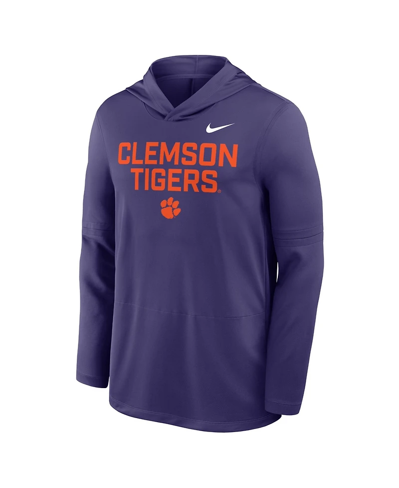 Nike Men's Purple Clemson Tigers 2025 Sideline Performance Long Sleeve Hoodie T-Shirt