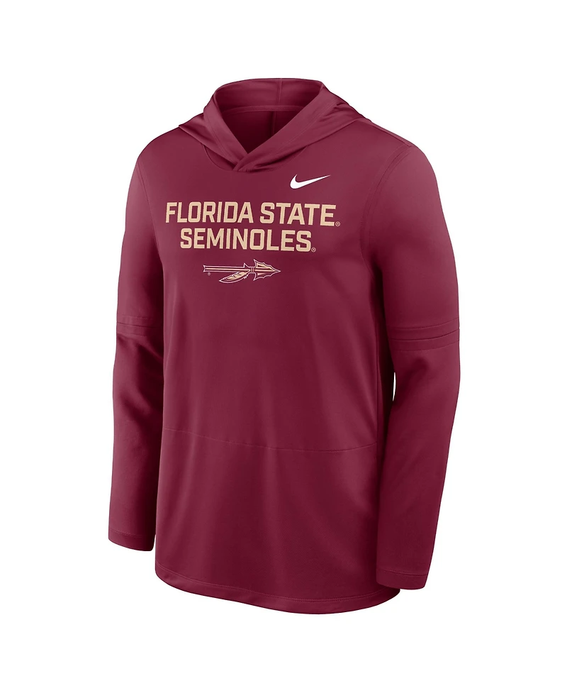 Nike Men's Garnet Florida State Seminoles 2025 Sideline Performance Long Sleeve Hoodie T-Shirt
