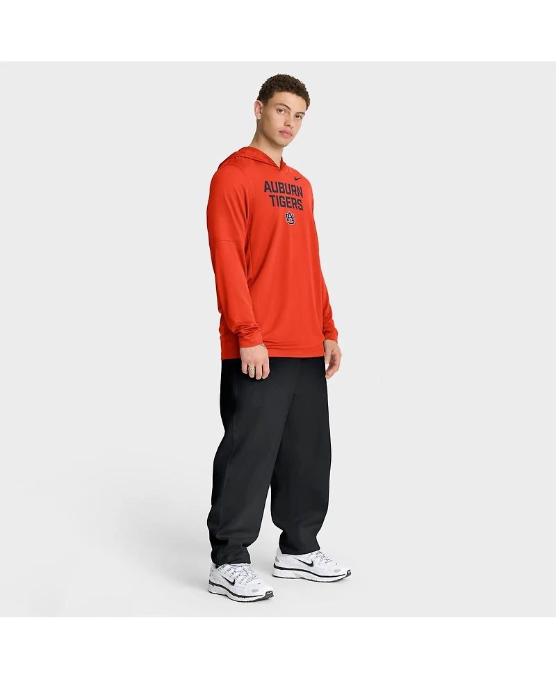 Nike Men's Orange Auburn Tigers 2025 Sideline Dri-fit Long Sleeve Hoodie T-Shirt
