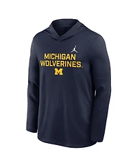 Jordan Men's Navy Michigan Wolverines 2025 Sideline Performance Long Sleeve Hoodie T-Shirt