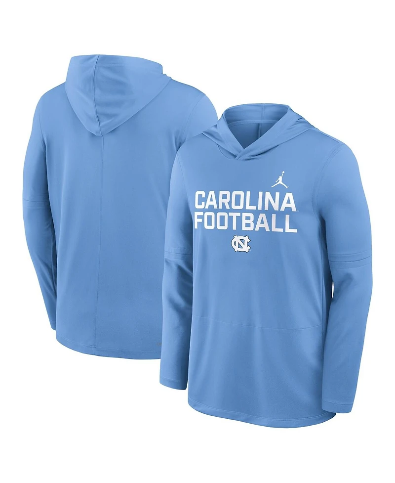 Jordan Men's Carolina Blue North Tar Heels 2025 Sideline Performance Long Sleeve Hoodie T-Shirt