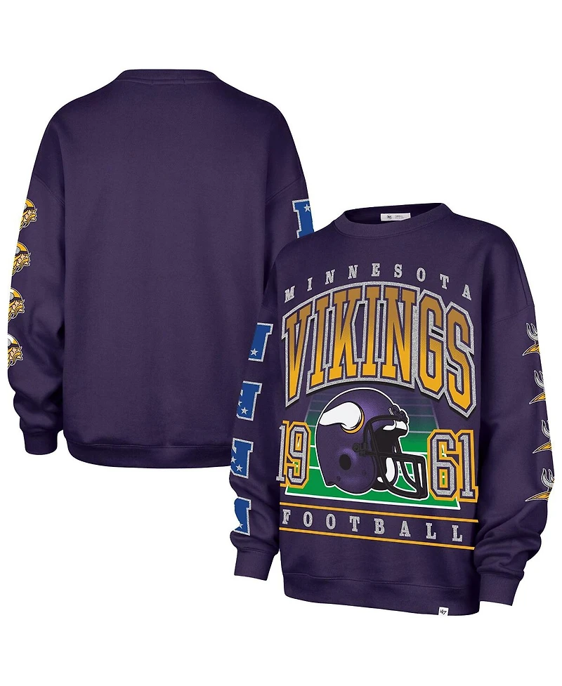 '47 Brand Women's Purple Minnesota Vikings Go Big Oversized Pullover Sweatshirt