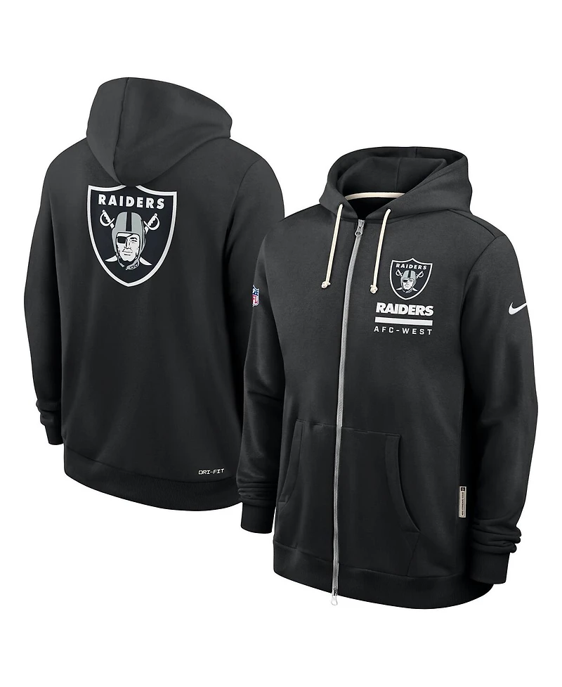 Nike Men's Black Las Vegas Raiders Sideline Standard Issue Utility Player Dri-fit Full-Zip Hoodie