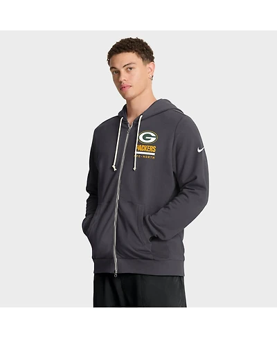 Nike Men's Anthracite Green Bay Packers Sideline Standard Issue Utility Player Dri-fit Full-Zip Hoodie