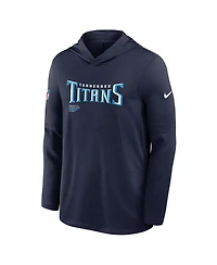 Nike Men's Navy Tennessee Titans Sideline Pure Fury Performance Long Sleeve Hoodie T-Shirt