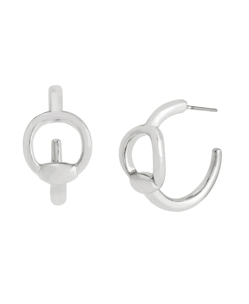 Steve Madden Rhodium Collegiate C Link Hoop Earrings