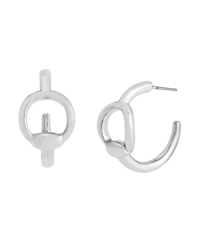 Steve Madden Rhodium Collegiate C Link Hoop Earrings