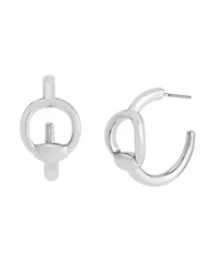 Steve Madden Rhodium Collegiate C Link Hoop Earrings