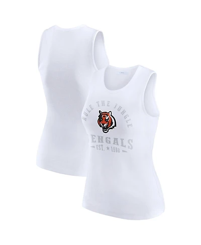 Wear by Erin Andrews Women's White Cincinnati Bengals Ribbed Graphic Tank Top