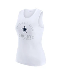 Wear by Erin Andrews Women's White Dallas Cowboys Ribbed Graphic Tank Top