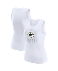 Wear by Erin Andrews Women's White Green Bay Packers Ribbed Graphic Tank Top