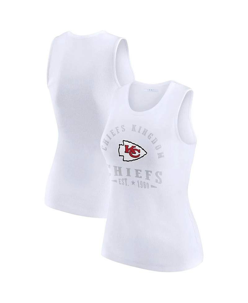 Wear by Erin Andrews Women's White Kansas City Chiefs Ribbed Graphic Tank Top