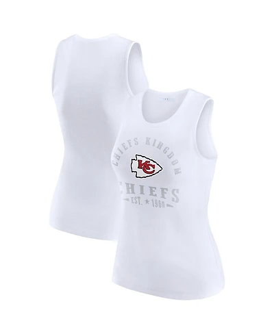 Wear by Erin Andrews Women's White Kansas City Chiefs Ribbed Graphic Tank Top