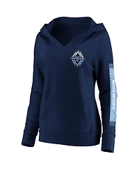 Fanatics Women's Navy Vancouver Whitecaps Fc Fleece Scarf Sleeve V-Neck Pullover Hoodie