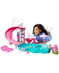Barbie Dream Pool Playset with Slide and Bubbling Hot Tub 20 Plus Accessories Including Pet