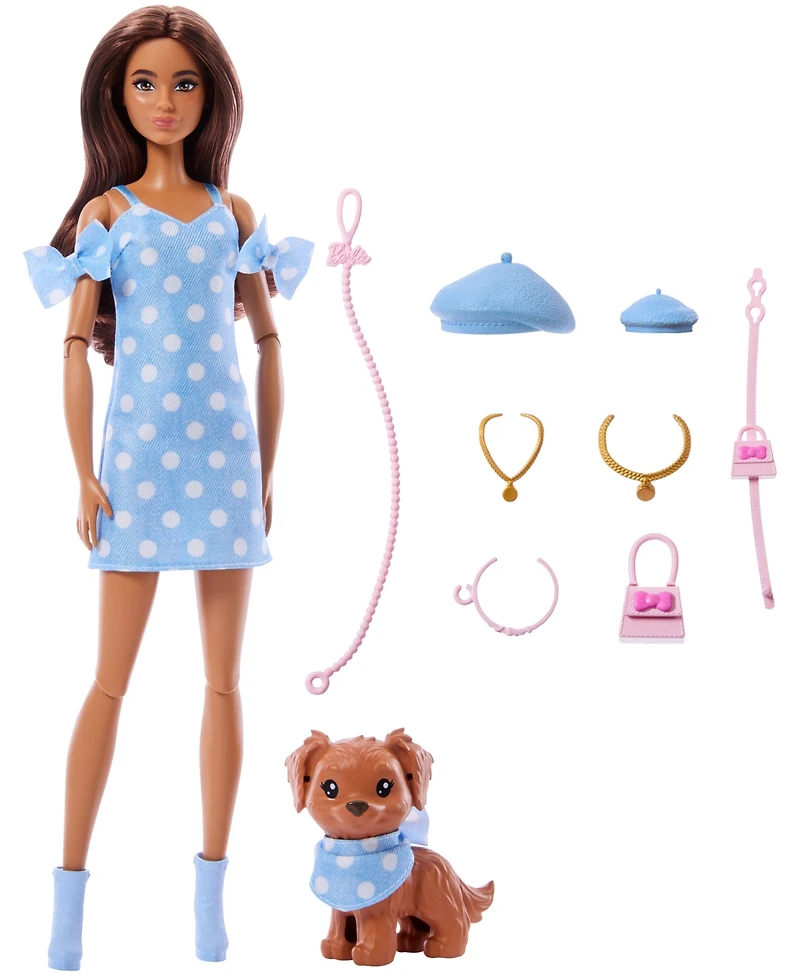 Barbie Twinning Looks Fashion Doll with Pet Dog Matching Clothes Accessories