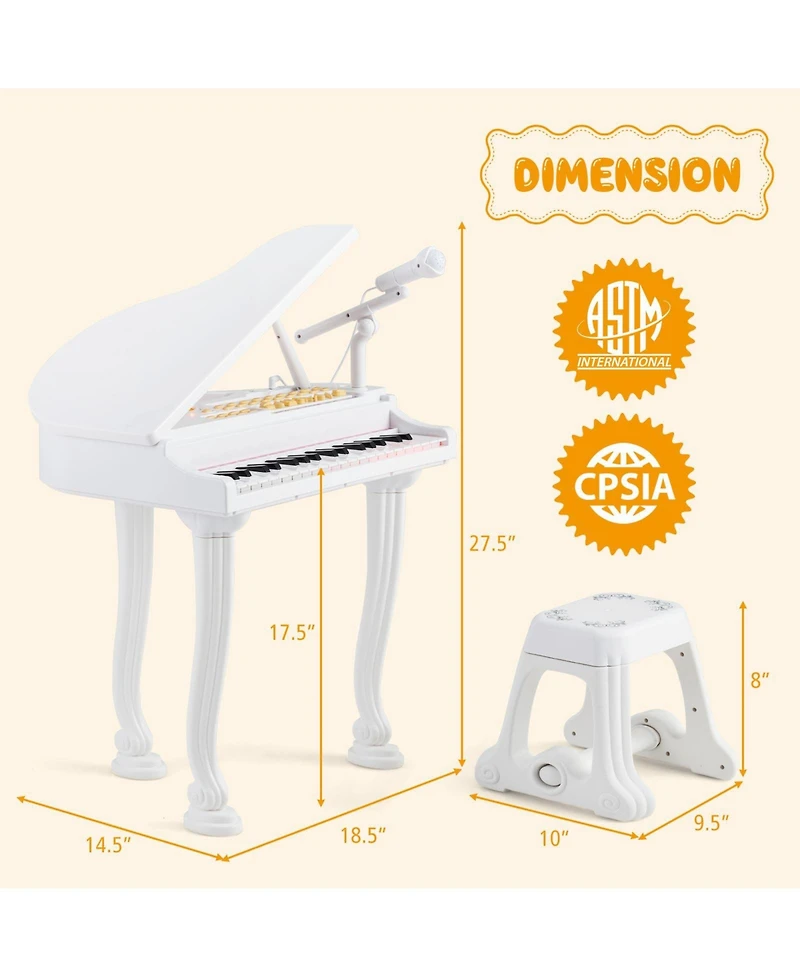 Akiudex Kids Electronic Piano Keyboard with Microphone and Led Teaching