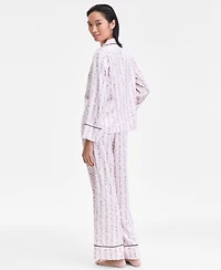 I.n.c. International Concepts Women's Printed Satin Long Pajama Set, Macy's Exclusive
