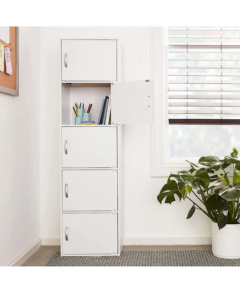 Hodedah 5 Shelf Home and Office Enclosed Organization Storage Cabinet, White