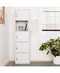 Hodedah 5 Shelf Home and Office Enclosed Organization Storage Cabinet, White