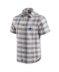 Darius Rucker Collection by Fanatics Men's Gray Dallas Cowboys Team Plaid Short Sleeve Full-Snap Shirt