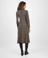 Robbie Bee Women's Printed Long-Sleeve Sweater Dress