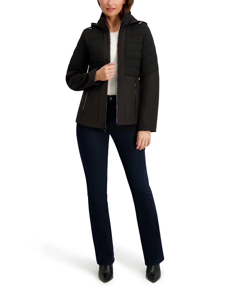 Nautica Women's Fleece-Lined Hooded Softshell Coat