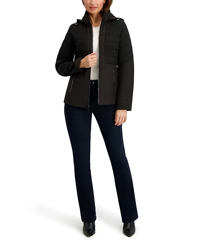 Nautica Women's Fleece-Lined Hooded Softshell Coat