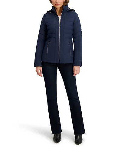 Nautica Women's Fleece-Lined Hooded Softshell Coat