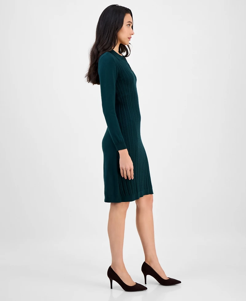 Robbie Bee Women's Cable-Knit Long-Sleeve Sweater Dress